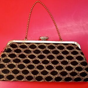 VINTAGE Elegant Black and Gold Women's Clutch
